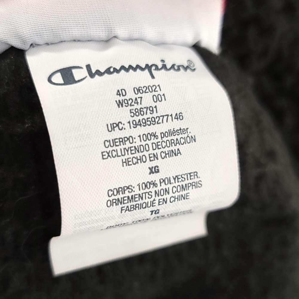Champion 1/4 Zip Sherpa Teddy Bear  Pullover Sweatshirt Jacket Black sz XL - Picture 7 of 7